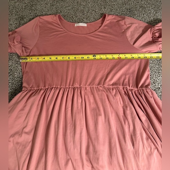 FSL APPAREL Size 2X Pink Flowy Knit Fit And Flare Dress Ruffle Sleeve Pockets - Picture 9 of 9